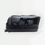 Product picture of TinySeats SeatCase. SeatCase is shown from the side, it's open, and inside is a TinySeats car seat