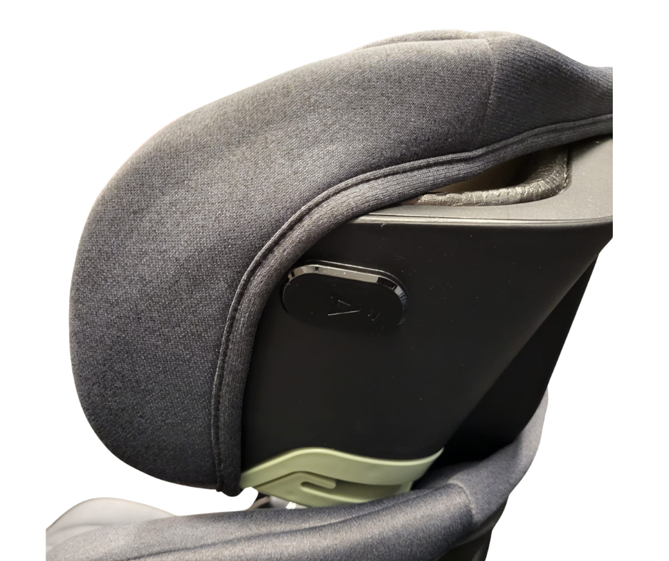 Close up of headrest on a TinySeats Two with location tracker visible 